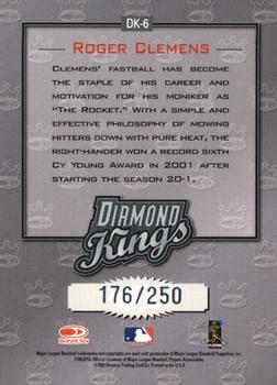 2002 Donruss - Diamond Kings Studio Series #DK-6 Roger Clemens  Back