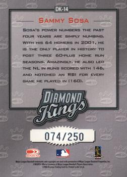 2002 Donruss - Diamond Kings Studio Series #DK-14 Sammy Sosa  Back