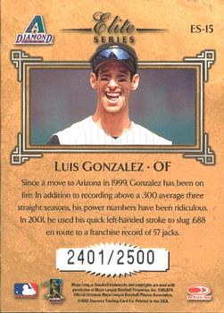 2002 Donruss - Elite Series #ES-15 Luis Gonzalez  Back