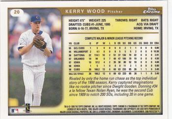 1999 Topps Chrome #20 Kerry Wood Back