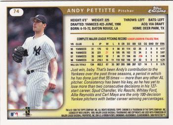 1999 Topps Chrome #74 Andy Pettitte Back