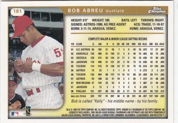 1999 Topps Chrome #181 Bob Abreu Back