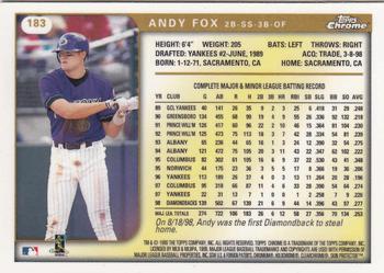1999 Topps Chrome #183 Andy Fox Back