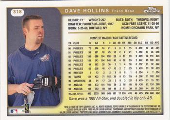 1999 Topps Chrome #318 Dave Hollins Back