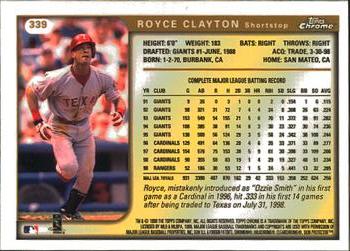 1999 Topps Chrome #339 Royce Clayton Back