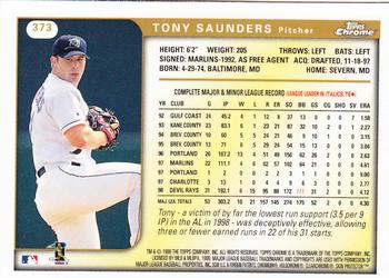 1999 Topps Chrome #373 Tony Saunders Back
