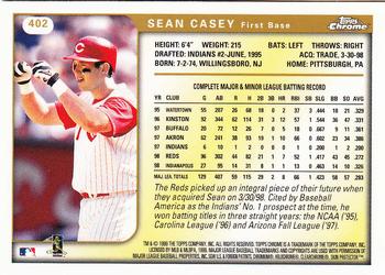 1999 Topps Chrome #402 Sean Casey Back