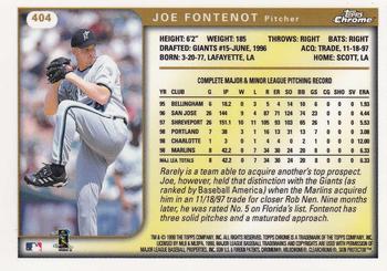 1999 Topps Chrome #404 Joe Fontenot Back