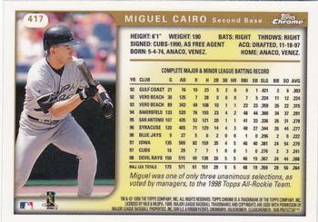 1999 Topps Chrome #417 Miguel Cairo Back