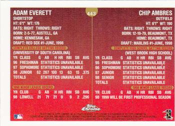1999 Topps Chrome #443 Adam Everett / Chip Ambres Back