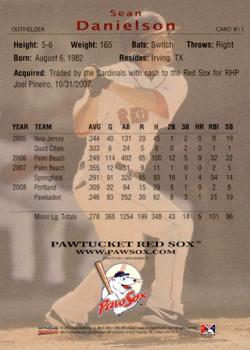 2009 Choice Pawtucket Red Sox #11 Sean Danielson Back