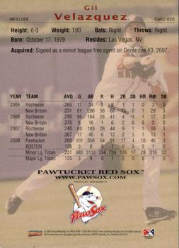 2009 Choice Pawtucket Red Sox #26 Gil Velazquez Back