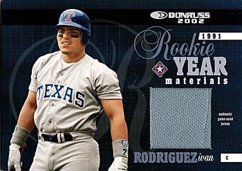 2002 Donruss - Rookie Year Materials Jerseys #RYJ-3 Ivan Rodriguez  Front