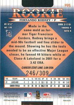 2002 Donruss - Stat Line Career #195 Fernando Rodney Back