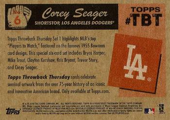 2016 Topps Throwback Thursday #6 Corey Seager Back