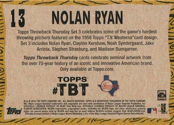 2016 Topps Throwback Thursday #13 Nolan Ryan Back