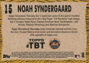 2016 Topps Throwback Thursday #15 Noah Syndergaard Back