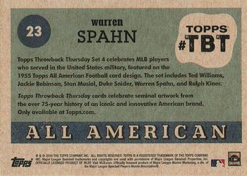 2016 Topps Throwback Thursday #23 Warren Spahn Back