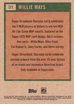 2016 Topps Throwback Thursday #31 Willie Mays Back