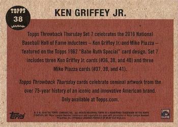 2016 Topps Throwback Thursday #38 Ken Griffey Jr. Back