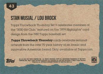 2016 Topps Throwback Thursday #43 Stan Musial / Lou Brock Back