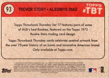 2016 Topps Throwback Thursday #93 Trevor Story / Aledmys Diaz Back