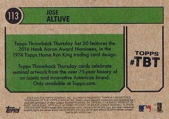 2016 Topps Throwback Thursday #113 Jose Altuve Back