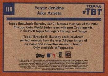2016 Topps Throwback Thursday #118 Fergie Jenkins / Jake Arrieta Back