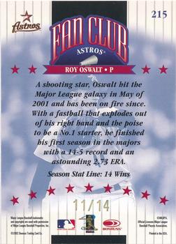 2002 Donruss - Stat Line Season #215 Roy Oswalt Back