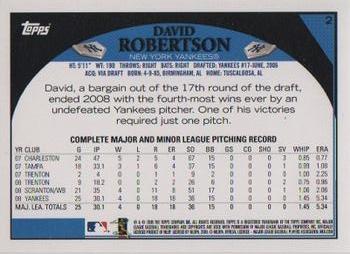 2009 Topps Yankee Stadium Opening Day #2 David Robertson Back