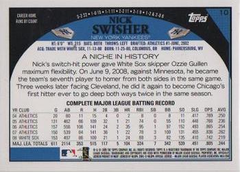 2009 Topps Yankee Stadium Opening Day #10 Nick Swisher Back