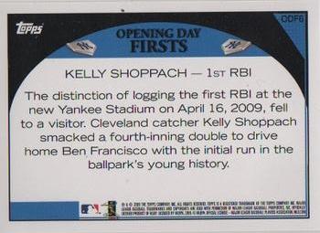 2009 Topps Yankee Stadium Opening Day #ODF6 Kelly Shoppach Back