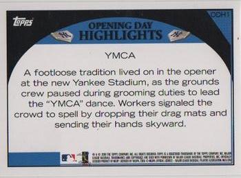 2009 Topps Yankee Stadium Opening Day #ODH1 YMCA Back