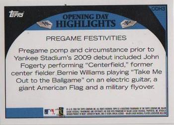2009 Topps Yankee Stadium Opening Day #ODH3 Pregame Festivities Back