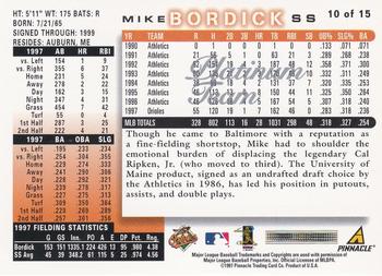 1998 Score Baltimore Orioles - Platinum Team #10 Mike Bordick Back