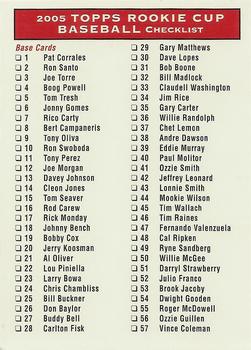 2005 Topps Rookie Cup - Checklists #1 Checklist: 1-111 Front