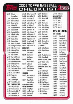 2005 Topps - Checklists Red #2 Checklist Series 2: 639-734 and Inserts Front