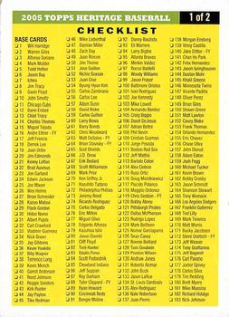 2005 Topps Heritage - Checklists #1 Checklist: 1-366 Front