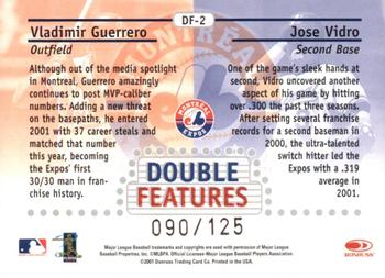 2002 Donruss Best of Fan Club - Double Features #DF-2 Vladimir Guerrero / Jose Vidro  Back