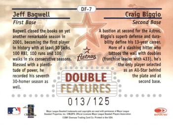 2002 Donruss Best of Fan Club - Double Features #DF-7 Jeff Bagwell / Craig Biggio  Back