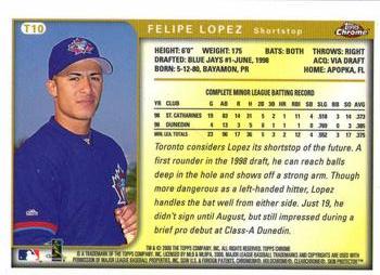 1999 Topps Chrome Traded and Rookies #T10 Felipe Lopez Back