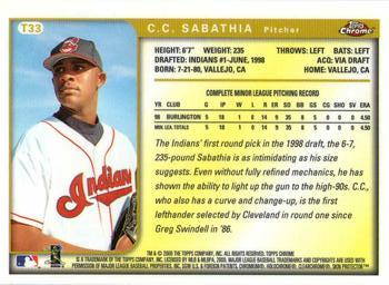 1999 Topps Chrome Traded and Rookies #T33 CC Sabathia Back