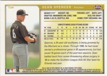 1999 Topps Chrome Traded and Rookies #T34 Sean Spencer Back
