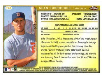 1999 Topps Chrome Traded and Rookies #T40 Sean Burroughs Back