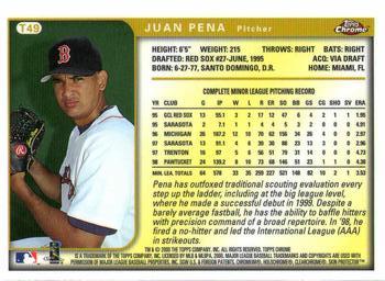 1999 Topps Chrome Traded and Rookies #T49 Juan Pena Back