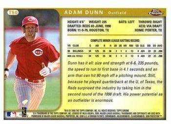1999 Topps Chrome Traded and Rookies #T50 Adam Dunn Back