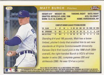 1999 Topps Chrome Traded and Rookies #T55 Matt Burch Back