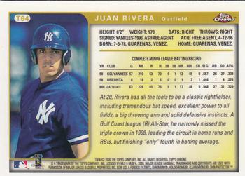 1999 Topps Chrome Traded and Rookies #T64 Juan Rivera Back