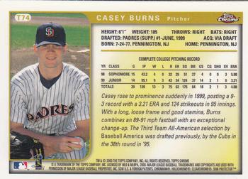 1999 Topps Chrome Traded and Rookies #T74 Casey Burns Back
