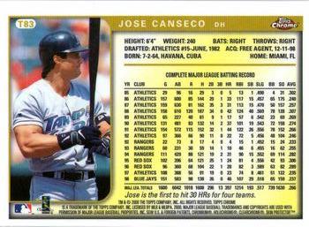 1999 Topps Chrome Traded and Rookies #T83 Jose Canseco Back